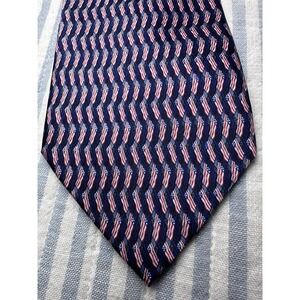 Stonehenge Patriotic American Flag‎ Silk Navy Men's Tie Handmade